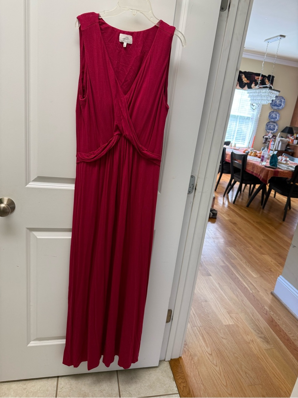 Sleeveless Fuchsia Maxi Dress with Twist Front